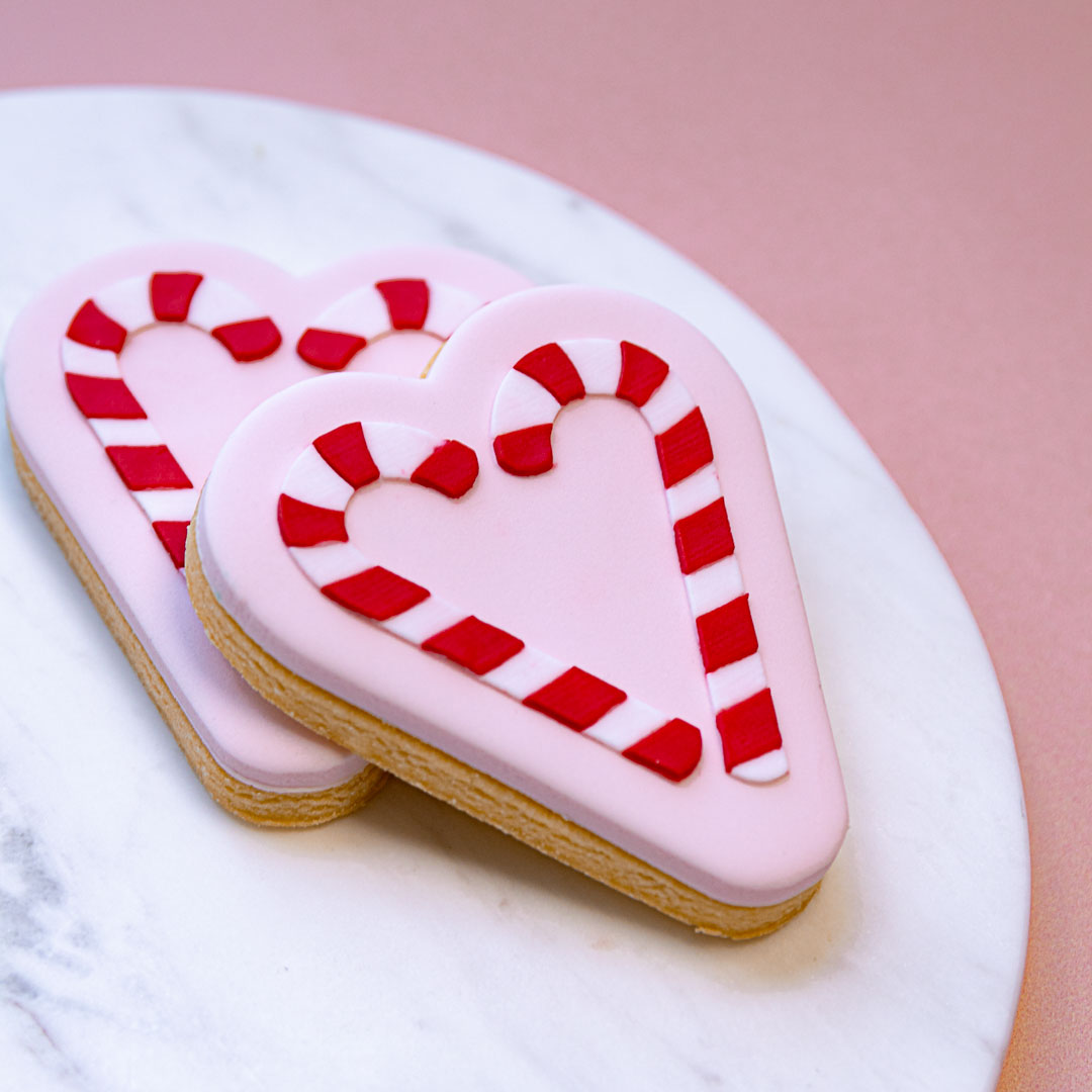 Large Heart Candy Cane Cookie Stamp with Cutter