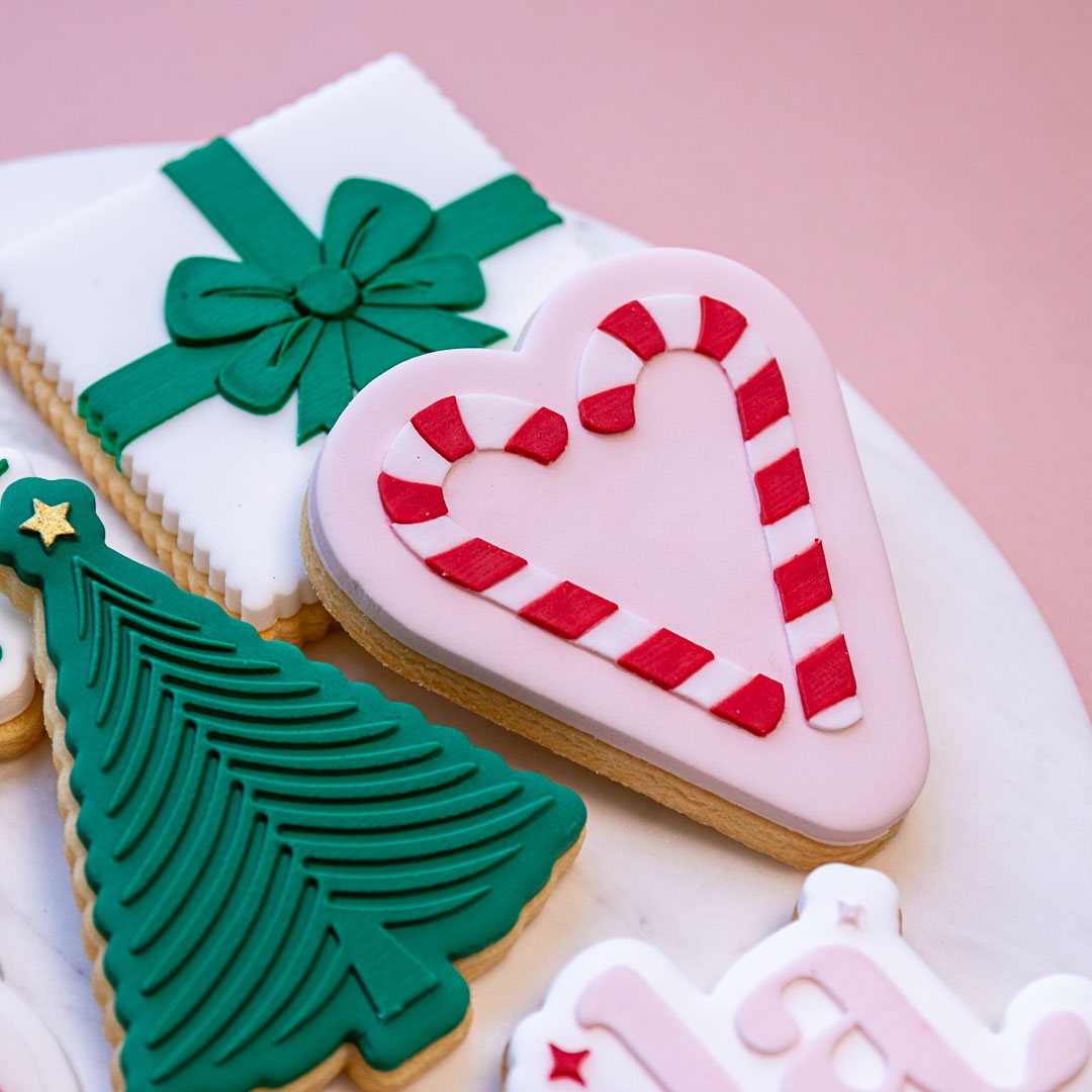 Large Heart Candy Cane Cookie Stamp with Cutter - Image 2