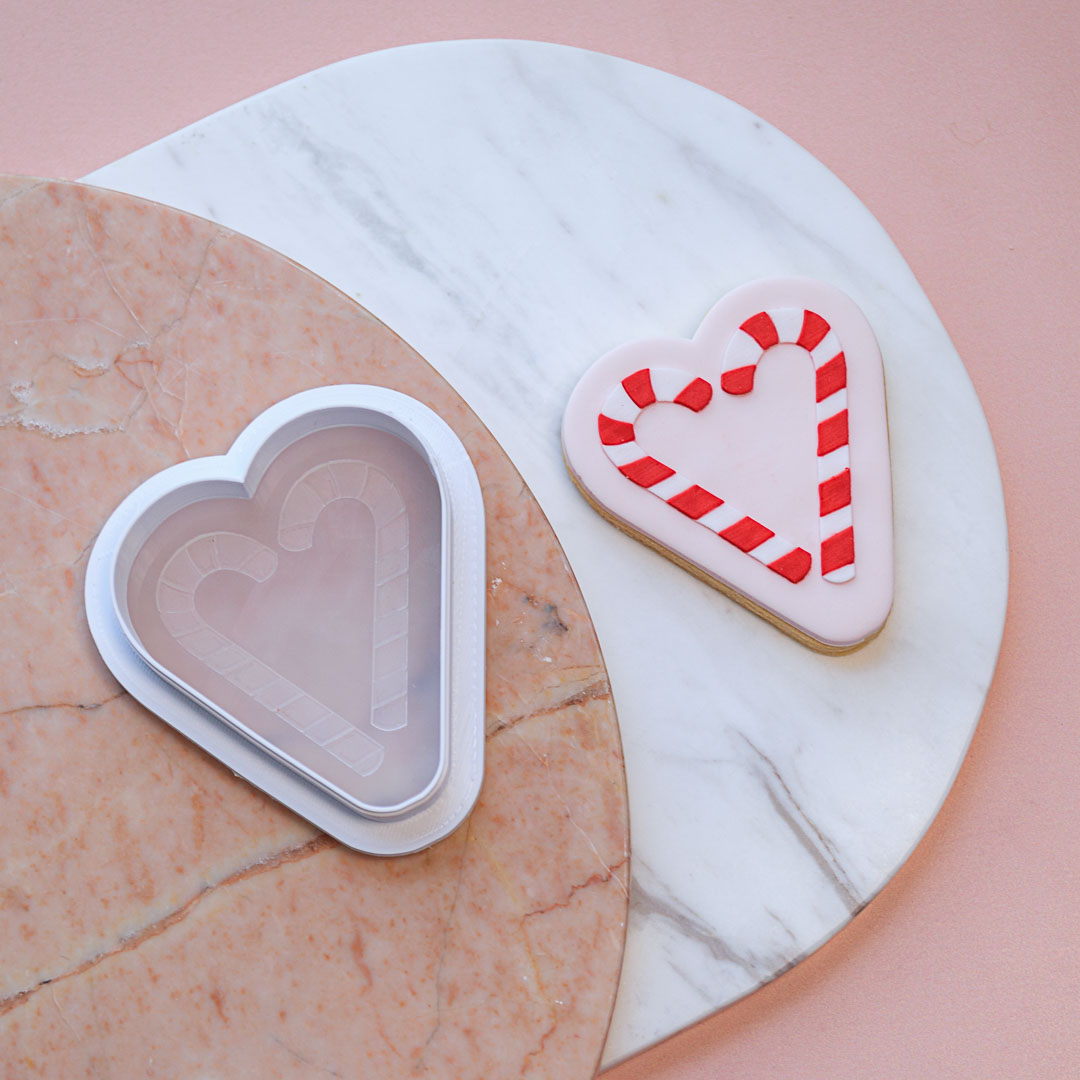 Large Heart Candy Cane Cookie Stamp with Cutter - Image 4