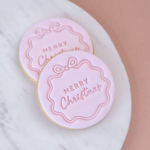 Ribboned Border Merry Christmas Cookie Debosser