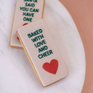 Small Baked with Love and Cheer Cookie Stamp and OPTIONAL Cutter