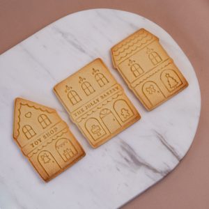 3D Printed Christmas Village Cookie Stamps X3 and Matching Cutters BUNDLE
