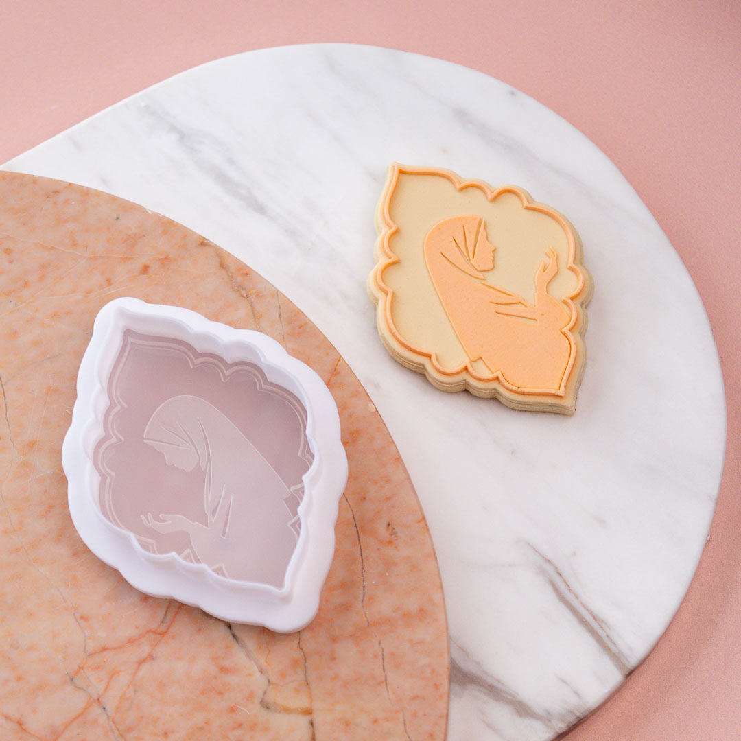 Woman in Islamic Prayer Cookie Stamp with Cutter - Image 4