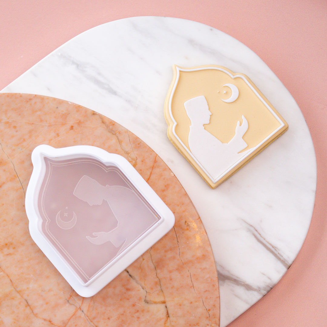 Man in Islamic Prayer Cookie Stamp with Cutter - Image 4